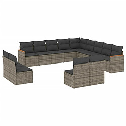 Maison Chic Salon de jardin avec coussins 13 pcs, Ensemble Tables et chaises de jardin, gris résine tressée -GKD631689