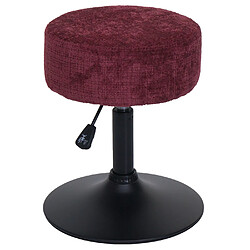 Mendler Tabouret HWC-C22, tabouret de maquillage, réglable en hauteur pivotant Ø 37cm Tissu Chenille (465g/m²) MVG ~ bordeaux pas cher