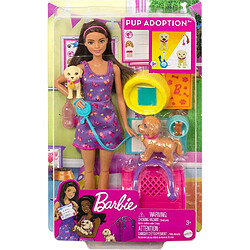 Mattel Barbie Set de jeu d'adoption de chiots avec poupée brunette pas cher