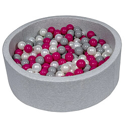 Velinda Piscine à balles Aire de jeu + 200 balles perle, rose, gris