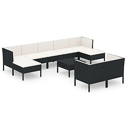 Maison Chic Salon de jardin 10 pcs + coussins - Mobilier/Meubles de jardin - Table et chaises d'extérieur Résine tressée Noir -MN58213