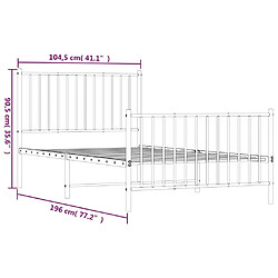 vidaXL Cadre de lit métal sans matelas avec pied de lit noir 100x190cm pas cher