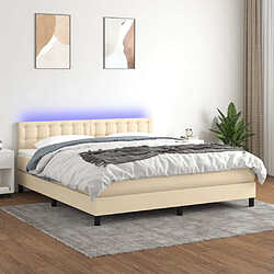 Maison Chic Lit adulte- Lit + matelas,Sommier à lattes de lit avec matelas LED Crème 160x200 cm Tissu -GKD53191