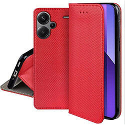 Htdmobiles Housse etui portefeuille avec coque interieure en silicone pour Xiaomi Redmi Note 13 Pro+ Plus 5G + film ecran - ROUGE MAGNET pas cher