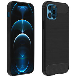 Avizar Coque Apple iPhone 12 Pro Max Protection Souple Carbone Métal Brossé Noir