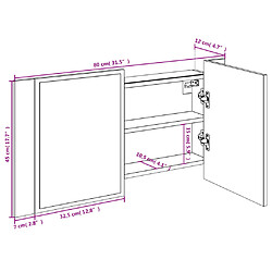 vidaXL Armoire de salle de bain à miroir LED sonoma gris 80x12x45 cm pas cher