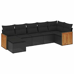 Maison Chic Salon de jardin 7 pcs avec coussins | Ensemble de Table et chaises | Mobilier d'Extérieur noir résine tressée -GKD68603