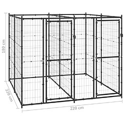 Helloshop26 Chenil extérieur cage enclos parc animaux chien d'extérieur pour chiens acier 4,84 m² 02_0000372