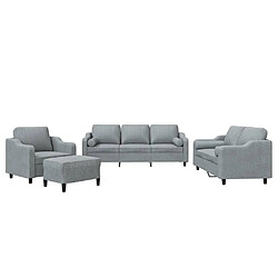 vidaXL Ensemble de canapés 4 pcs coussins gris clair tissu