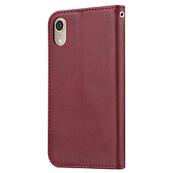 Avis Wewoo Housse Coque Étui en cuir à rabat horizontal avec texture pour peau iPhone XRavec cadre photoporte-cartesfentes cartes et portefeuille vin rouge