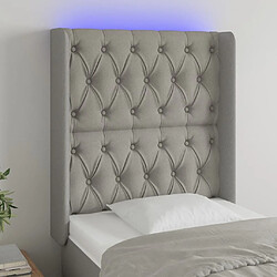 Maison Chic Tête de lit scandinave à LED,meuble de chambre Gris clair 83x16x118/128 cm Tissu -MN70925