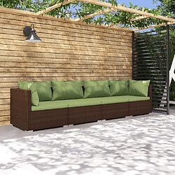 Maison Chic Salon de jardin 4 pcs + coussins - Mobilier/Meubles de jardin - Table et chaises d'extérieur Résine tressée Marron -MN15655