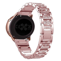 Bracelet en métal 18mm, 3 perles, décor de strass, rose pour votre Garmin Venu 2S/Vivoactive 4S