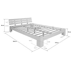 Acheter Homestyle4U Lit double en bois massif 180x200cm blanc pin lit futon a lattes cadre de lit