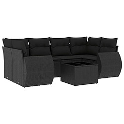 vidaXL Salon de jardin 7 pcs avec coussins noir résine tressée