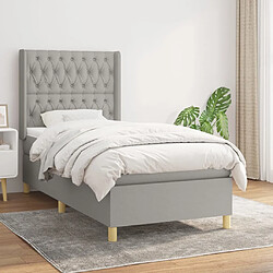 Maison Chic Lit Adulte - Lit simple Lit à sommier tapissier avec matelas moelleux - Meuble de Chambre - Gris clair 100x200cm Tissu -MN60931