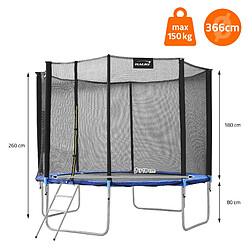 Acheter Hauki Trampoline de jardin avec filet de sécurité et échelle set complet bleu Ø 366 cm