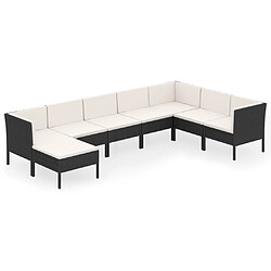 vidaXL Salon de jardin 8 pcs avec coussins résine tressée noir