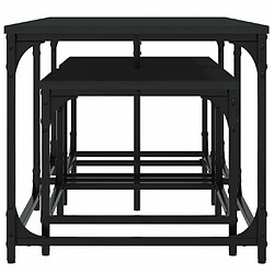 Maison Chic Ensemble de 3 Tables basses gigognes,Table Console pour salon noir bois d'ingénierie -MN91327 pas cher