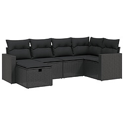 Maison Chic Ensemble Tables et chaises d'extérieur 6pcs avec coussins,Salon de jardin noir résine tressée -GKD974469