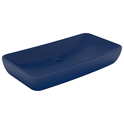 vidaXL Lavabo de luxe rectangulaire Bleu foncé mat 71x38 cm Céramique