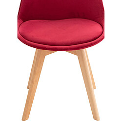 Avis Decoshop26 Chaise de salle à manger design scandinave en tissu velours rouge pieds bois clair FAL101544