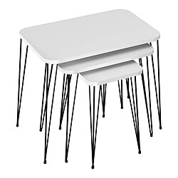 Helloshop26 Set de 3 tables d'appoint rectangulaires gigognes blanc noir 03_0008397