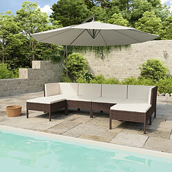 Maison Chic Salon de jardin 6 pcs + coussins - Mobilier/Meubles de jardin - Table et chaises d'extérieur Résine tressée Marron -MN49851