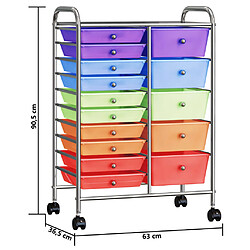 vidaXL Chariot rangement mobile à 15 tiroirs XXL Multicolore Plastique pas cher