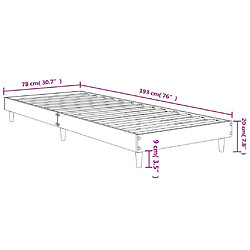 vidaXL Cadre de lit sans matelas noir 75x190 cm bois ingénierie pas cher