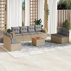 Maison Chic Ensemble à manger d'extérieur 9 pcs avec coussins,Salon de jardin,Mobilier de jardin mélange beige résine tressée -GKD656874