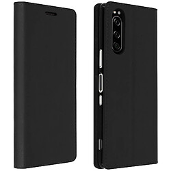 Avizar Étui Sony Xperia 5 Folio Cuir Véritable Porte cartes Support Vidéo - noir