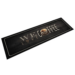 vidaXL Tapis de cuisine lavable texte Coffee 45x150 cm velours