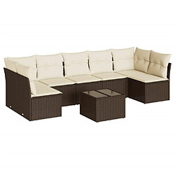 vidaXL Salon de jardin 8 pcs avec coussins marron résine tressée