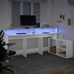 Acheter vidaXL Bureau avec lumières LED blanc 200x104x91 cm bois d'ingénierie