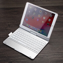 Wewoo F102AS pour iPad 10.2 pouces coloré rétro-éclairé étui en cuir Bluetooth clavier rotatif avec fonction de fente stylo argent