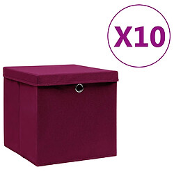 Maison Chic Lot de 10 Boîtes de rangement,Boîtes de stockage et couvercles 28x28x28cm Rouge foncé -MN553266