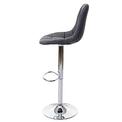 Mendler Tabouret de bar HWC-A67, tabouret de bar comptoir ~ tissu/textile gris, pied chromé pas cher