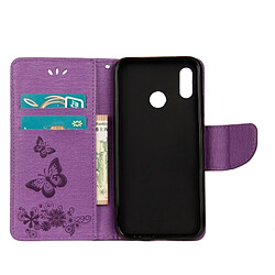 Acheter Wewoo Housse Étui Violet pour Huawei P20 Lite Vintage Floral Motif papillon en relief flip horizontal en cuir avec fente carte et titulaire portefeuille lanière