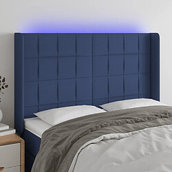 Maison Chic Tête de lit scandinave à LED,meuble de chambre Bleu 147x16x118/128 cm Tissu -MN26359