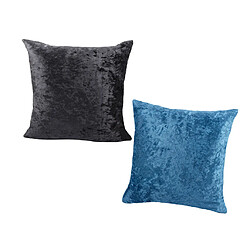 Avis housse de coussin en velours en peluche de forme carrée bleu et noir pour canapé