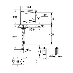 Mitigeur lavabo infrarouge Grohe Eurosmart Cosmopolitan E