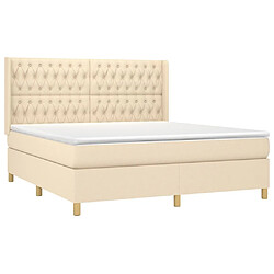 Avis Maison Chic Lit adulte- Lit + matelas,Sommier à lattes de lit avec matelas Crème 180x200 cm Tissu -GKD88669