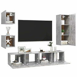 Avis Maison Chic Ensemble de meubles TV 5 pcs | Banc TV Moderne pour salon | Meuble de Rangement - Gris béton Aggloméré -MN32231