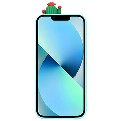 Coque en silicone décor de personnage de dessin animé 3D anti-chute pour votre iPhone 14 Plus - cactus