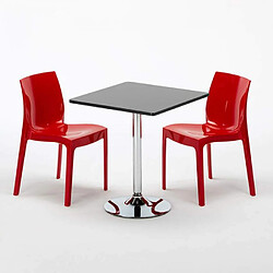 Avis Grand Soleil Table Noir et 2 Chaises Colorées Polypro