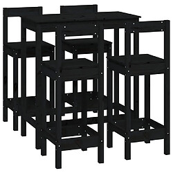 vidaXL Ensemble de bar 5 pcs Noir Bois de pin massif