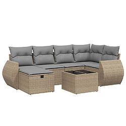 vidaXL Salon de jardin avec coussins 7pcs mélange beige résine tressée