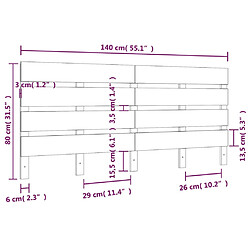 vidaXL Tête de lit 140x3x80 cm Bois massif de pin pas cher