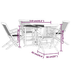 vidaXL Ensemble à dîner d'extérieur pliable 5 pcs Bois solide de teck pas cher